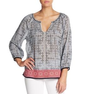 Joie Women's Blue Cherree Tile-print Top